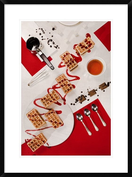 "Suprematic Meal: Viennese Waffles" Framed Digital Print by Dina Belenko, 24x32"