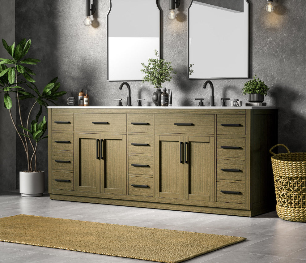 Home Living 84" Double Bathroom Vanity, Chestnut Brown