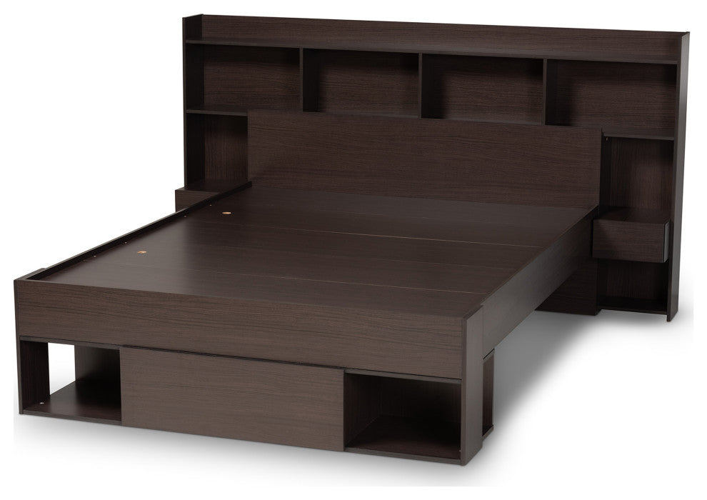Diesel Modern Dark Brown Platform Storage Bed Queen