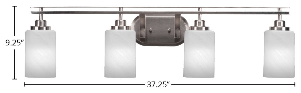 Odyssey 4 Light Bath Bar In Brushed Nickel Finish With 4" White Marble Glass
