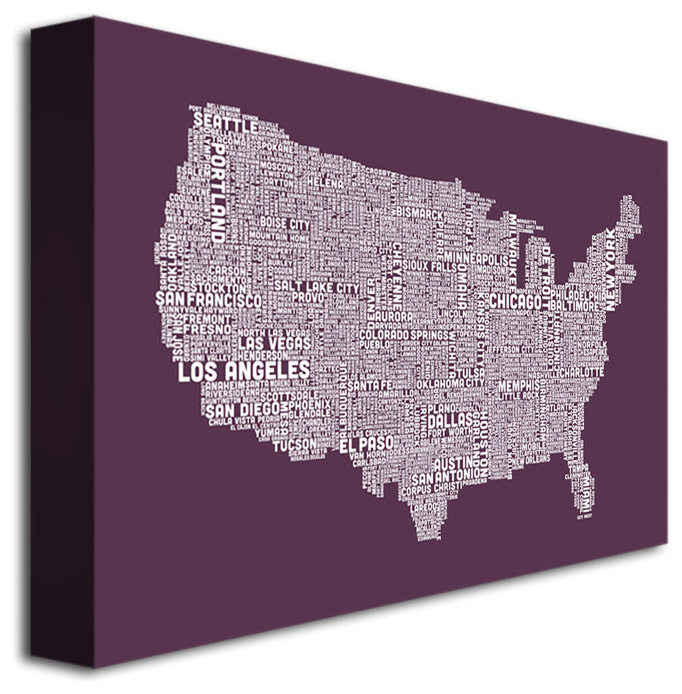 ''US City Map IV'' Canvas Art by Michael Tompsett
