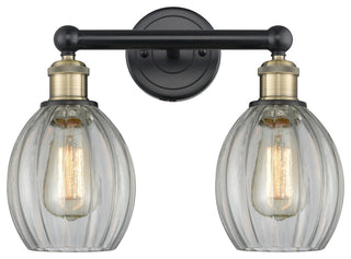 Eaton 2-Light 15" Bath Vanity Light, Black Antique Brass Finish, Clear Shade