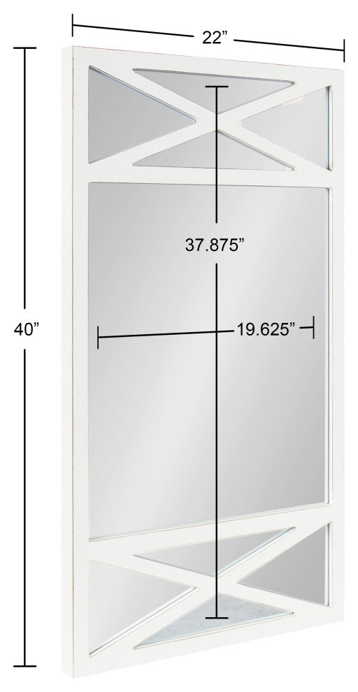 Thacker Framed Wall Mirror, White, 22"x40"
