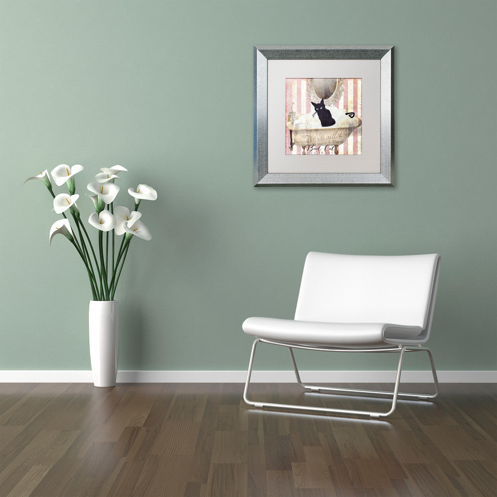 Color Bakery 'Bad Cat II' Art, Silver Frame, White Matte, 16"x16"