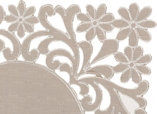 Florence Floral Cutwork Trimed Edge Table Runner, Taupe, 16"x 36"