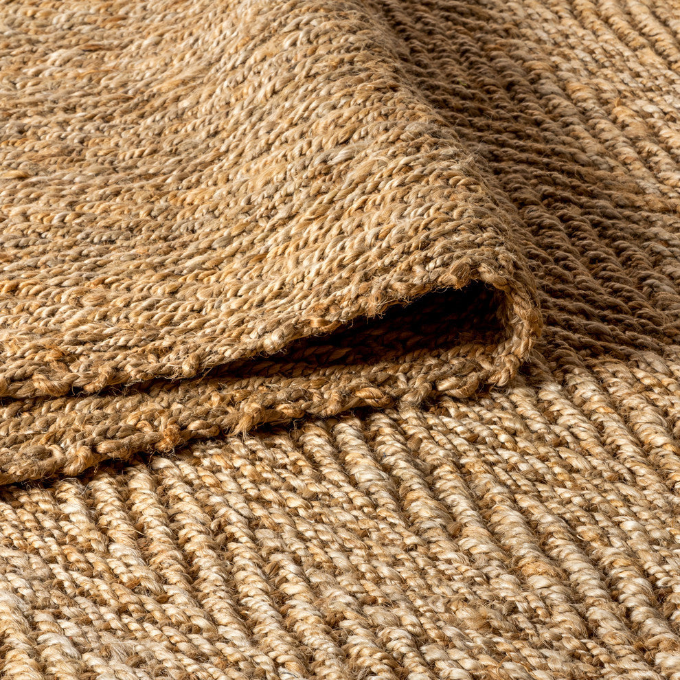 Espina Hand Woven Herringbone Chunky Jute Natural 8' x 10' Area Rug