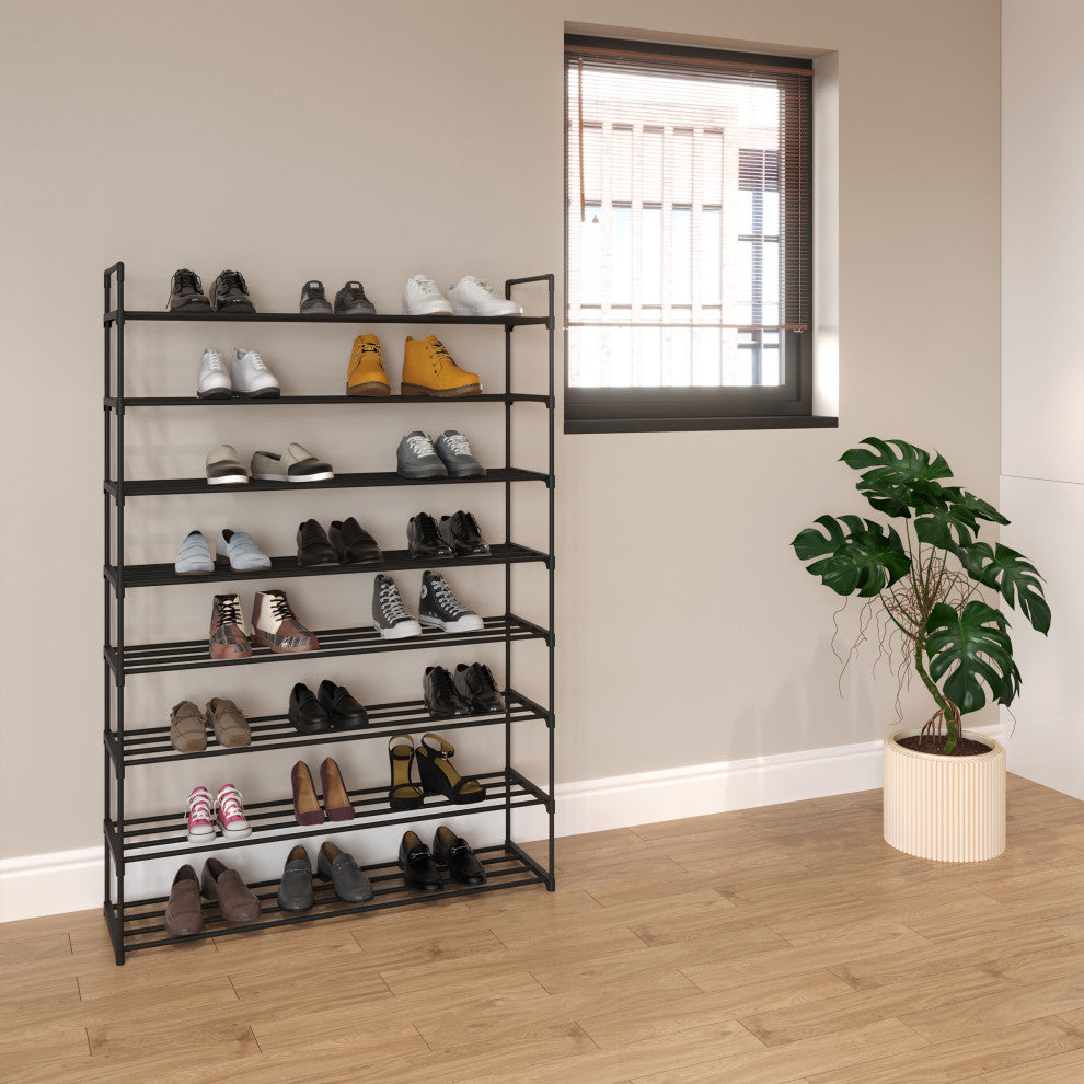 Shoe Rack 8-Tier Shoe Organizer for Closet, Bathroom, Entryway Holds 40 Pairs, Black