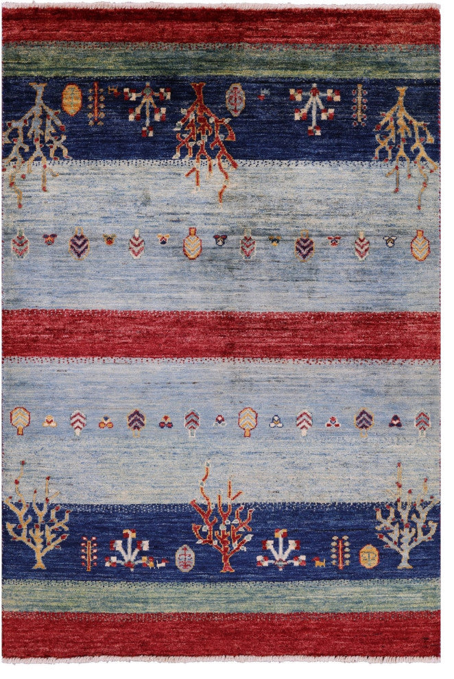3' 3" X 4' 9" Handmade Persian Gabbeh Tribal Wool Rug Q10726