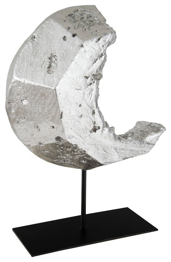 Cast Eroded Wood Circle on Stand, Silver Leaf, Assorted