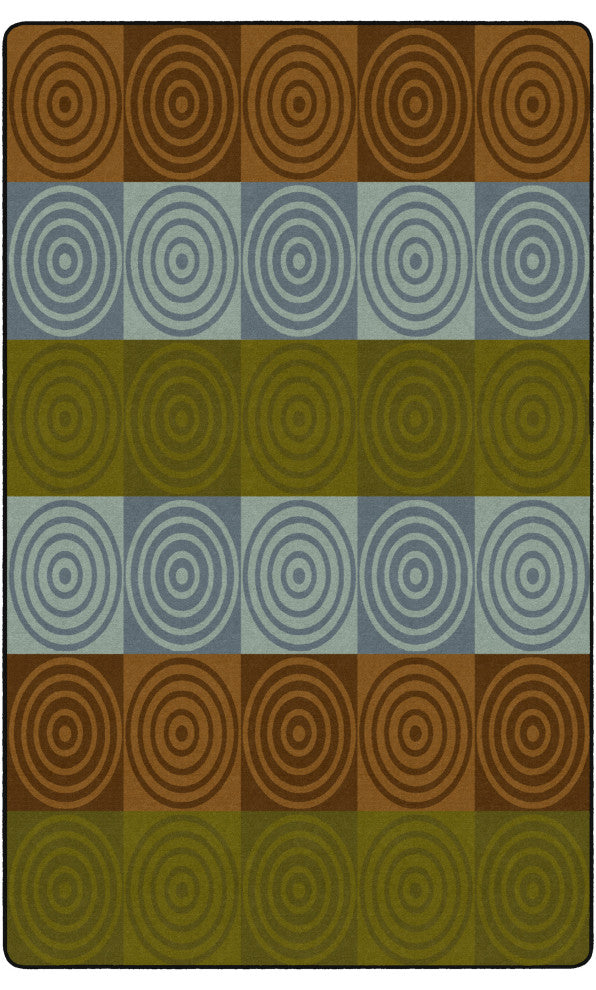 Flagship Carpets FA1305-44FS 7' 6"x12' Bullseye Blocks Earth Tone Rug