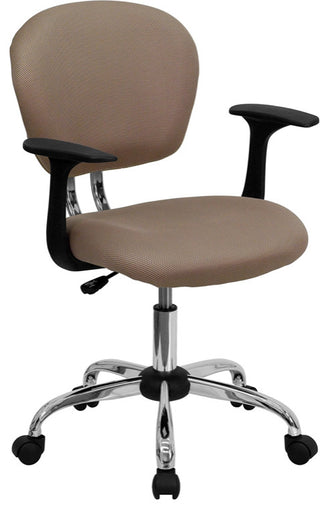 Mid-Back Mesh Swivel Task Chair with Chrome Base and Arms, Brown
