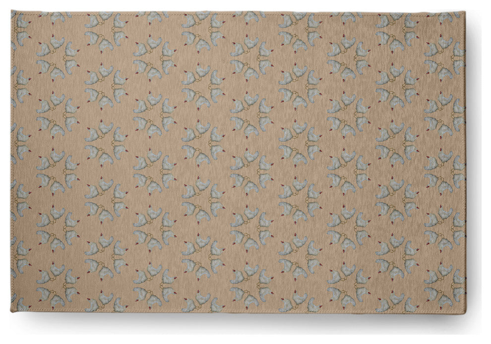 Chickens-go-round Easter Chenille Rug, Basswood Brown, 4'x6'
