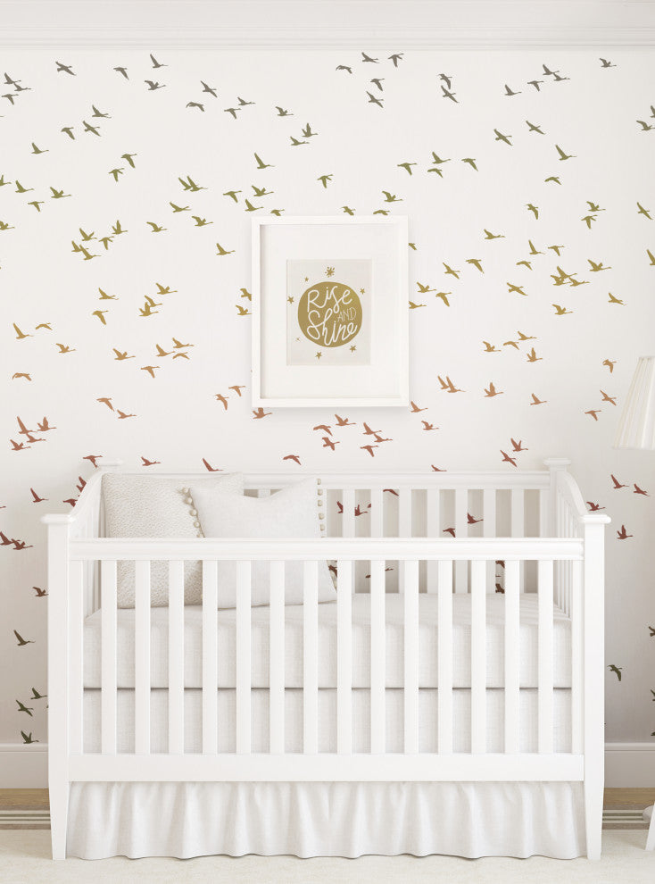 Soaring Birds Peel and Stick Vinyl Mural, Sunset, 24"x108", Single