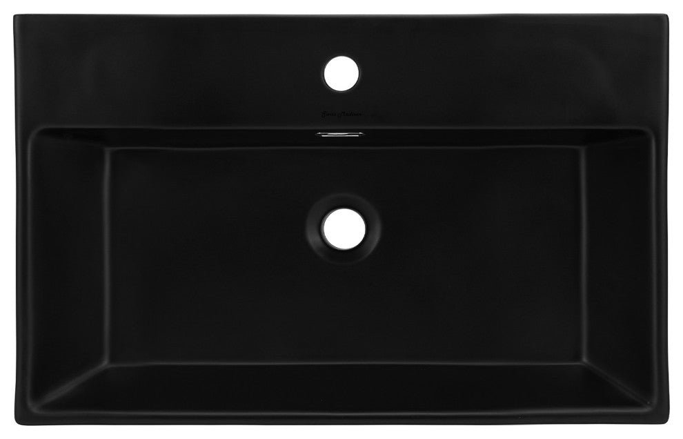 Claire 24" Rectangle Wall-Mount Bathroom Sink, Matte Black