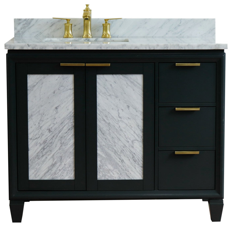 43" Single Vanity, Dark Gray Finish With White Carrara