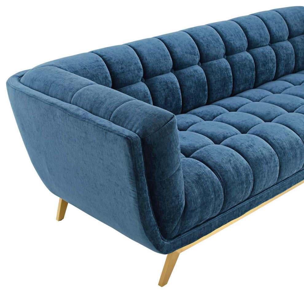 Bestow Crushed Performance Velvet Sofa Navy
