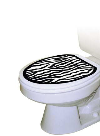 BW Zebra Toilet Tattoos Seat Cover, Vinyl Lid Decal, Animal Print Bathroom Decor, Elongated