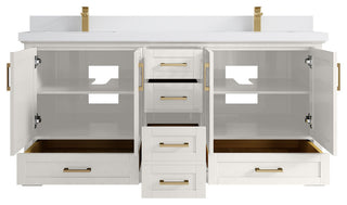 Boston 72" Double Sink Bath Vanity in Alabaster 2" White Quartz