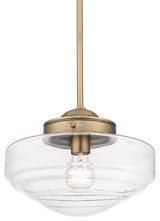 Golden Lighting 0508-M Ingalls 12"W Pendant - Modern Brass / Clear Glass