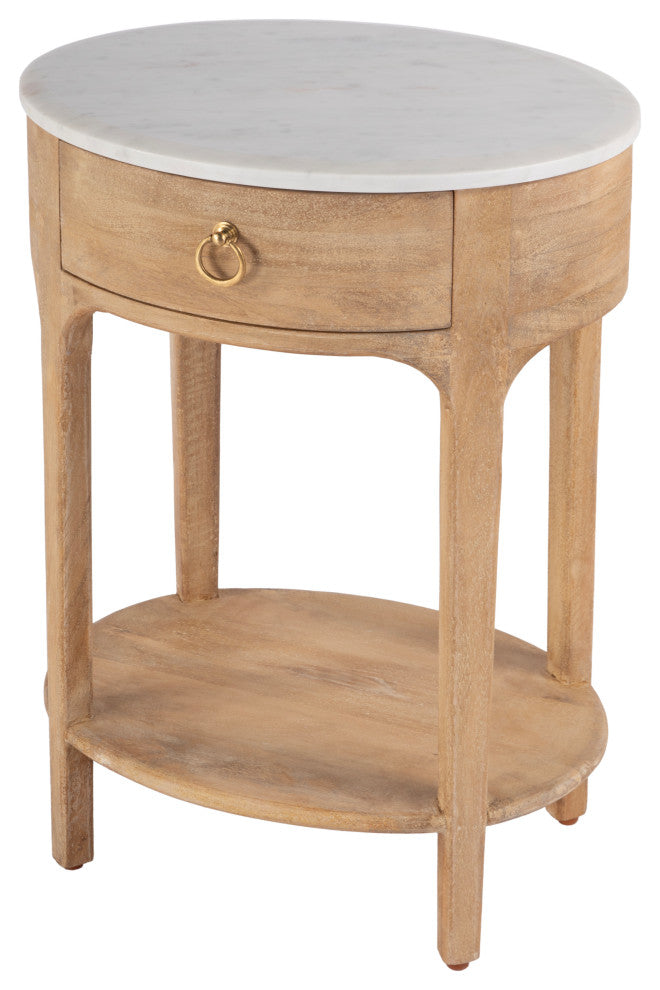 Ellen Marble Nightstand, Natural