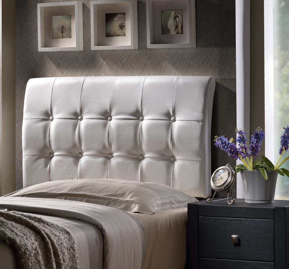 Lusso Headboard, King -With Rails, White Faux Leather