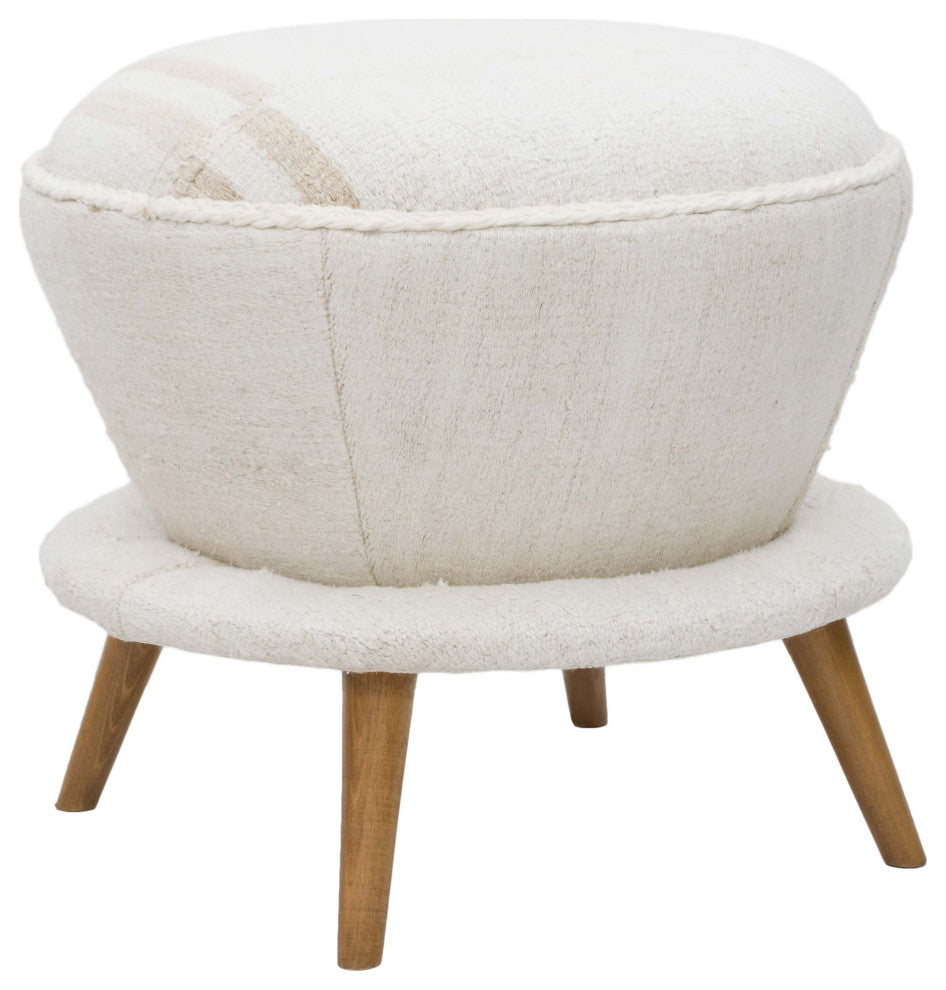 Vintage Hemp Kilim Upholstered Stool