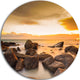 Rocky Yellow Tropical Beach, Seashore Disc Metal Wall Art, 36"