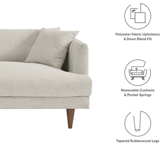 Zoya Down Filled Overstuffed Sofa, Ivory Fabric