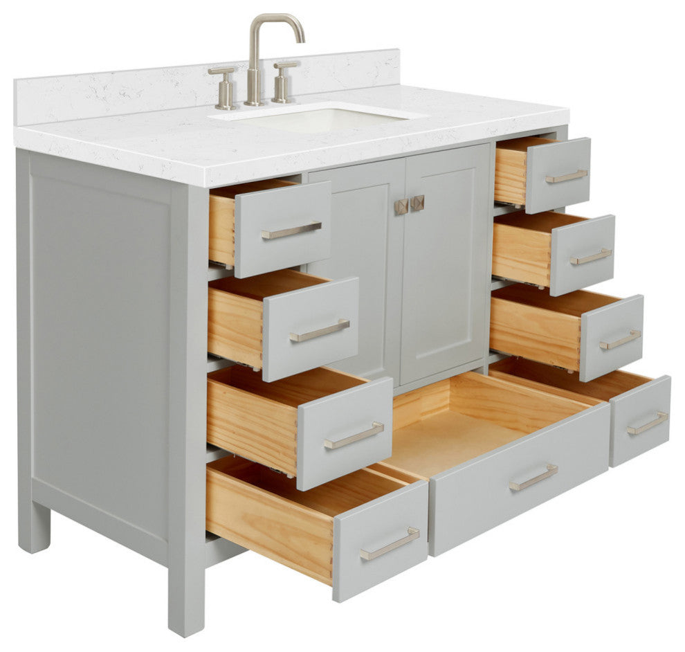 Ariel Cambridge 48" Single Rectangle Sink Vanity, Carrara Quartz
