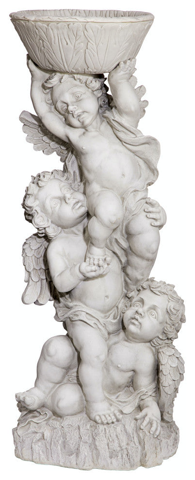 Three Cherubs With Urn Statue