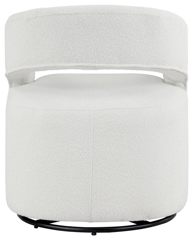 Mindy Boho Boucle Upholstered Swivel Accent Barrel Chair, White