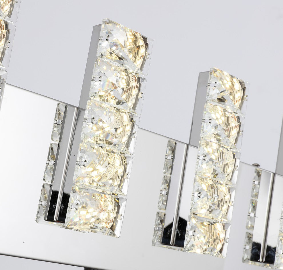 LED Rectangular Wall Sconce With Crystals
