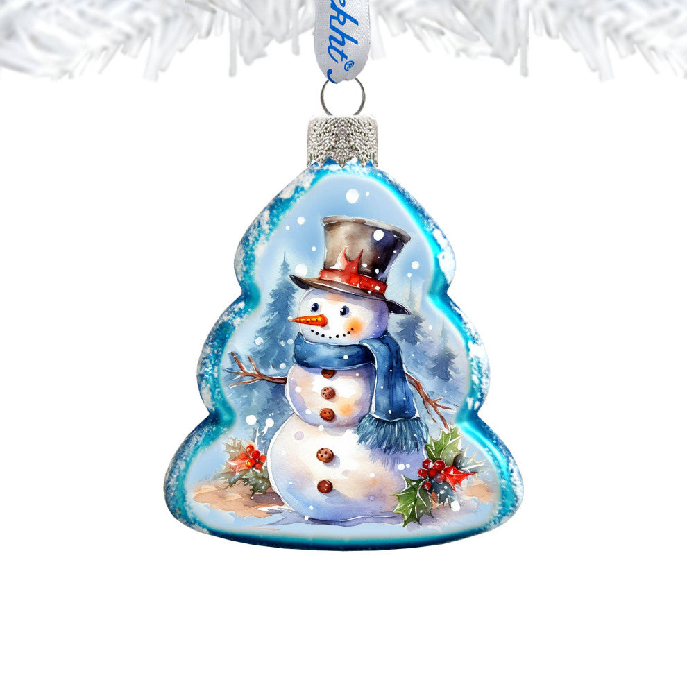 Cheerful Snowman Mercury Glass Ornaments