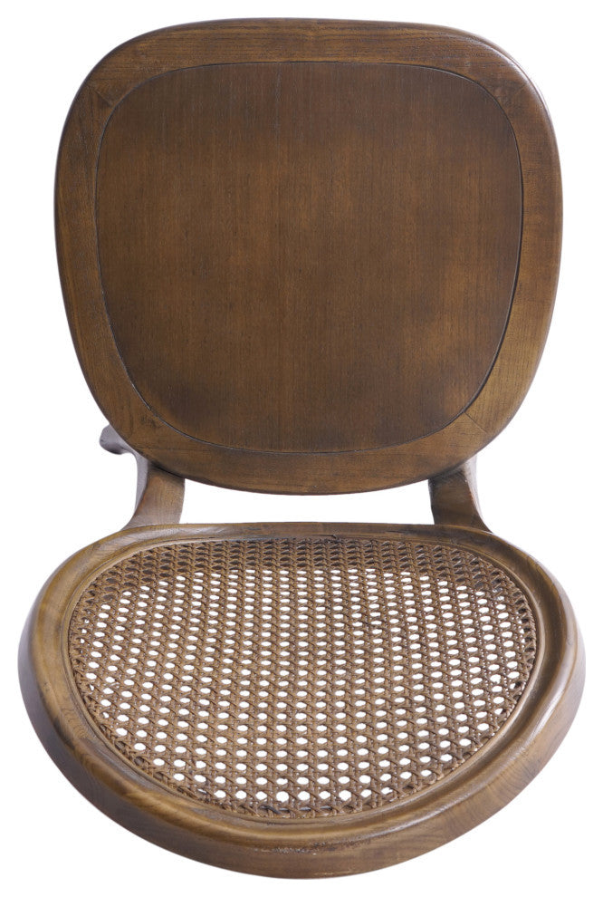 Lampman Elm Wood and Rattan Dining Chair, Set of 2, Brown