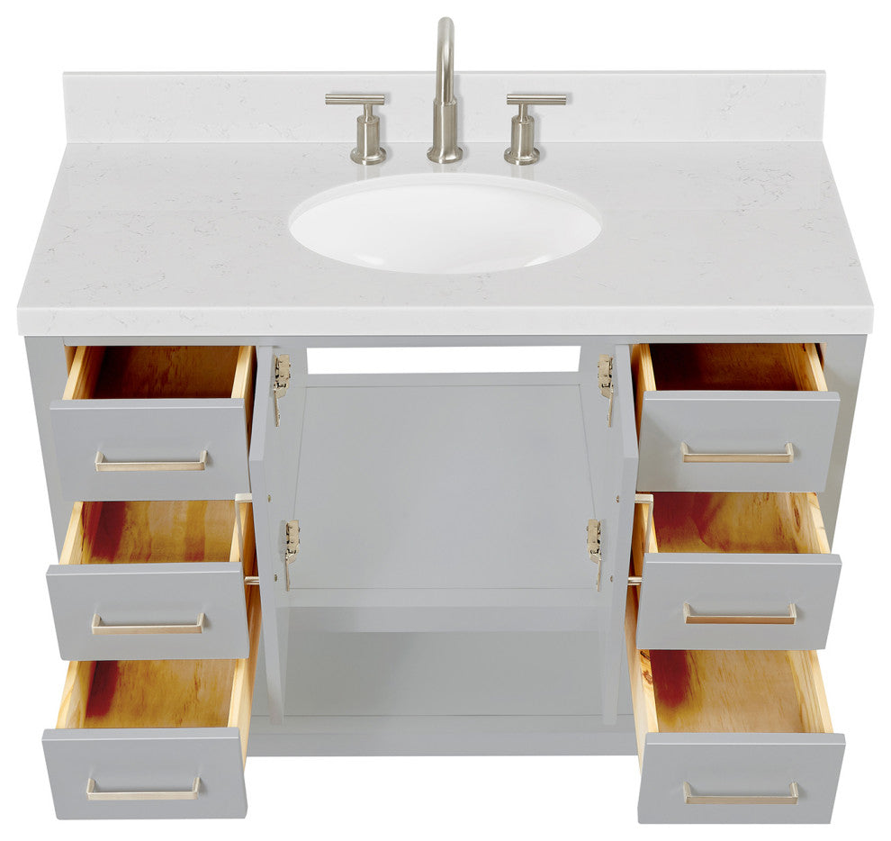 Ariel Magnolia 36"  Single Oval Sink Vanity, Carrara Quartz