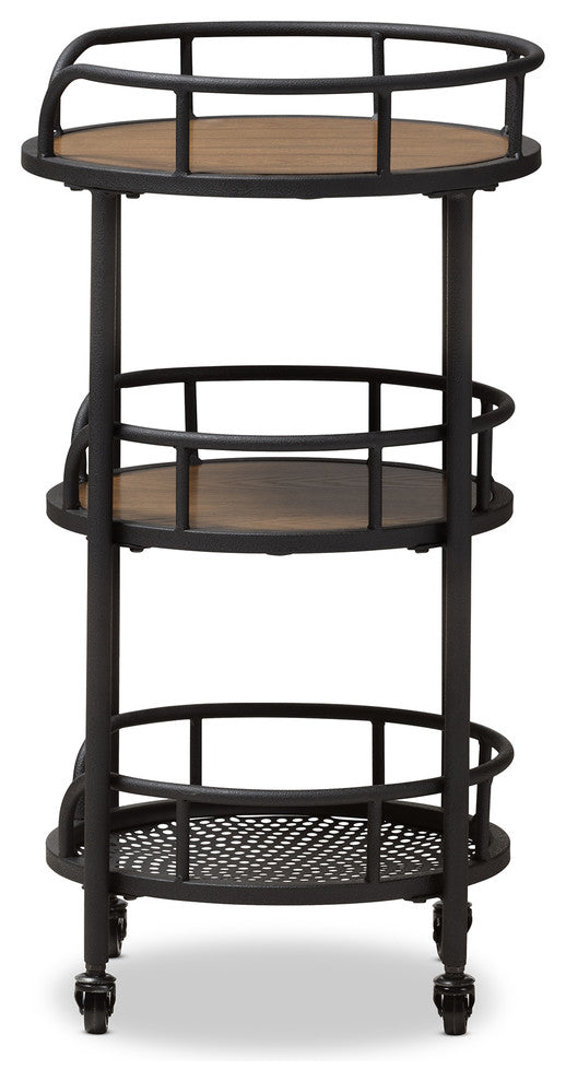Bristol Rustic Industrial Style Metal and Wood Mobile Serving Cart