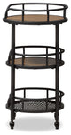 Bristol Rustic Industrial Style Metal and Wood Mobile Serving Cart