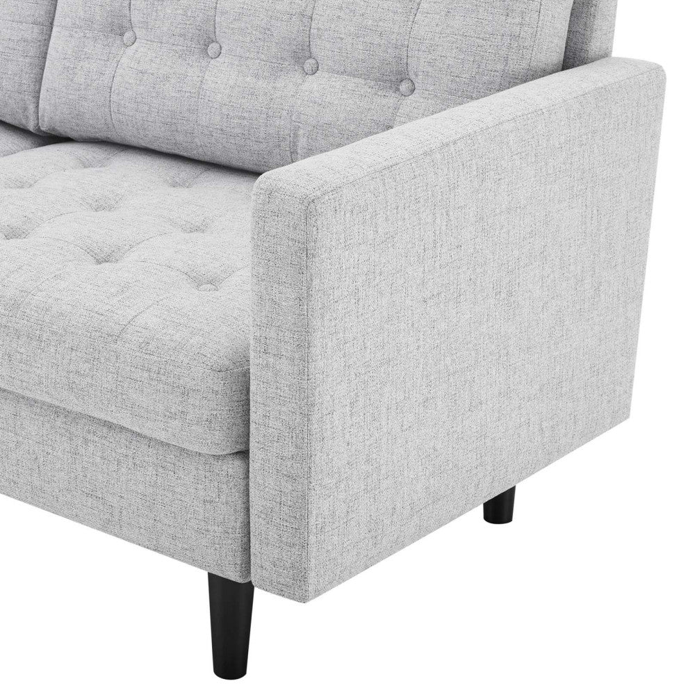Tufted Sofa, Fabric, Gray, Modern, Living Lounge Hotel Lobby Hospitality