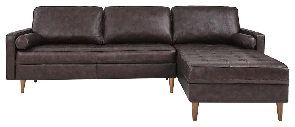 Valour 98" Leather Sectional Sofa, Brown