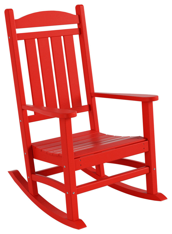 WestinTrends 2PC Outdoor Patio HDPE Adirondack Porch Rocking Chair Set, Red
