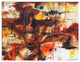 Watercolor Red and Yellow Spots, Abstract Canvas Artwork, 36x28, 3 Panels