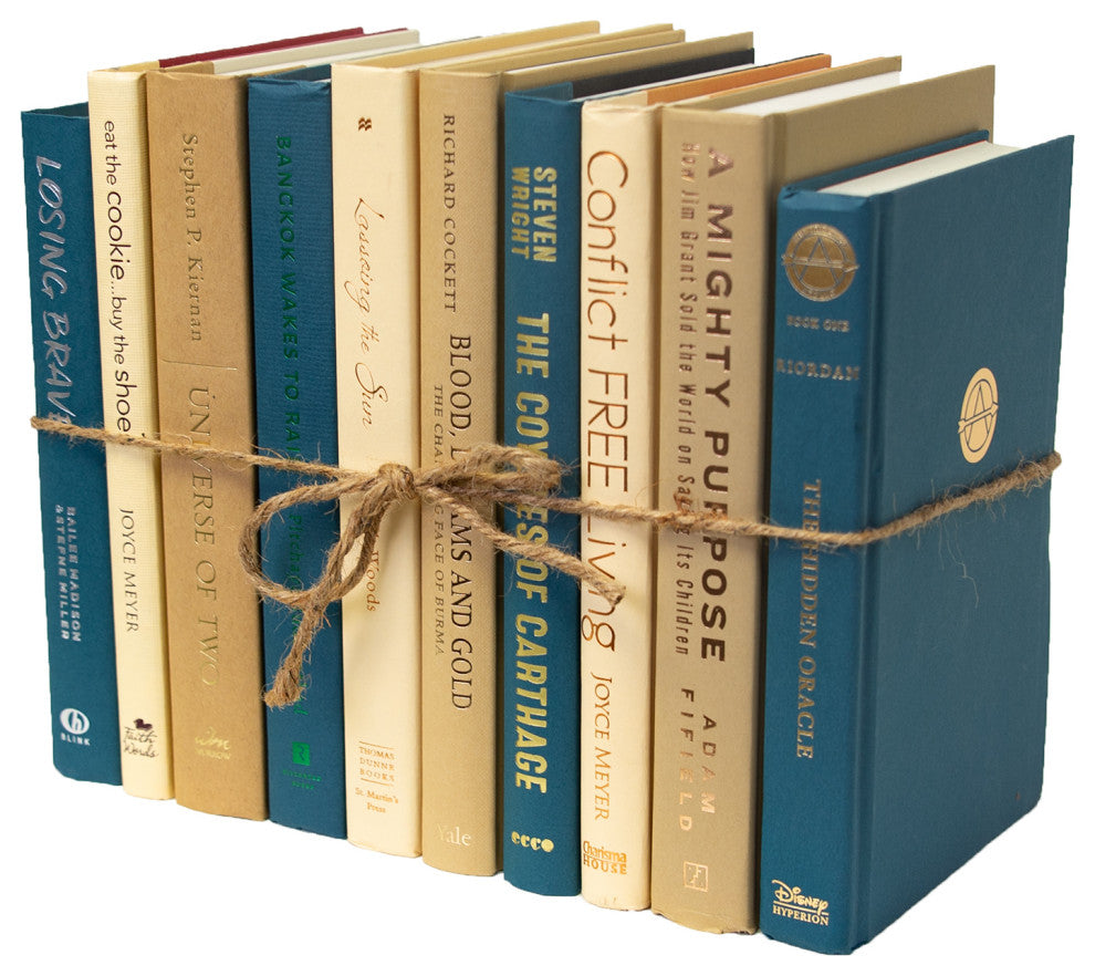 Decorative Books - Sand Dune Book Bundle - 1 foot of Blue and Tan Books