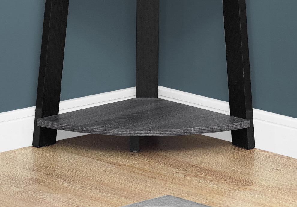 71" Chic Grey And Black 5 Shelf Corner Bookcase