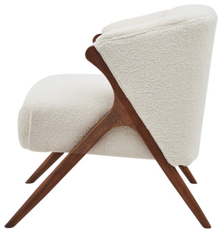 Florence Fabric Accent Chair Brown Legs, Shearling Beige