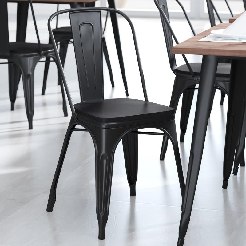 Perry Poly Resin Wood Square Seat w/Rounded Edges for Metal Barstools-Set of 4,