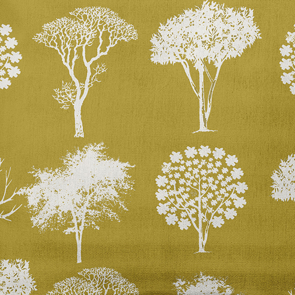 18" x 18" Field of Trees Indoor/Outdoor Polyester Throw Pillow, Muted Gold
