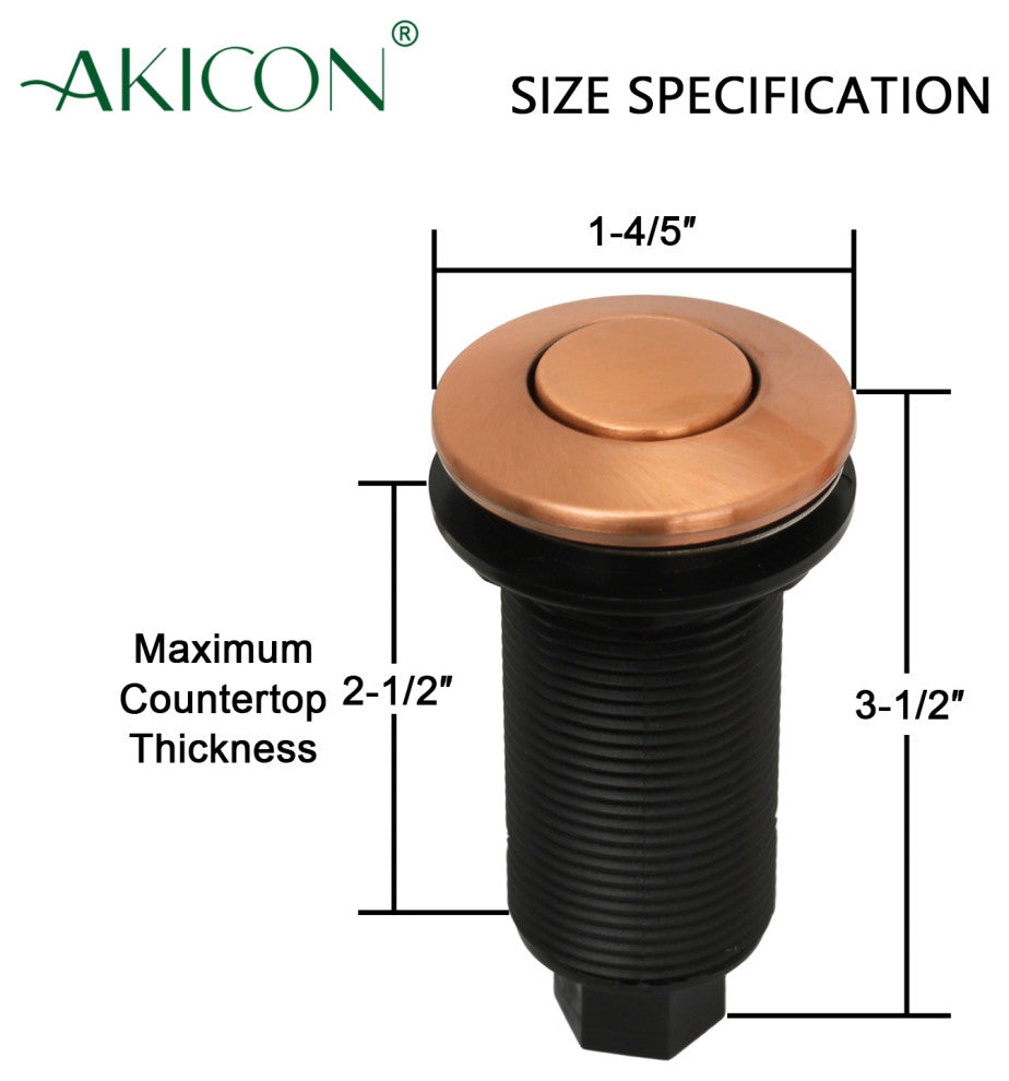 Single Outlet Copper Garbage Disposal Kitchen Air Switch Kit, Copper