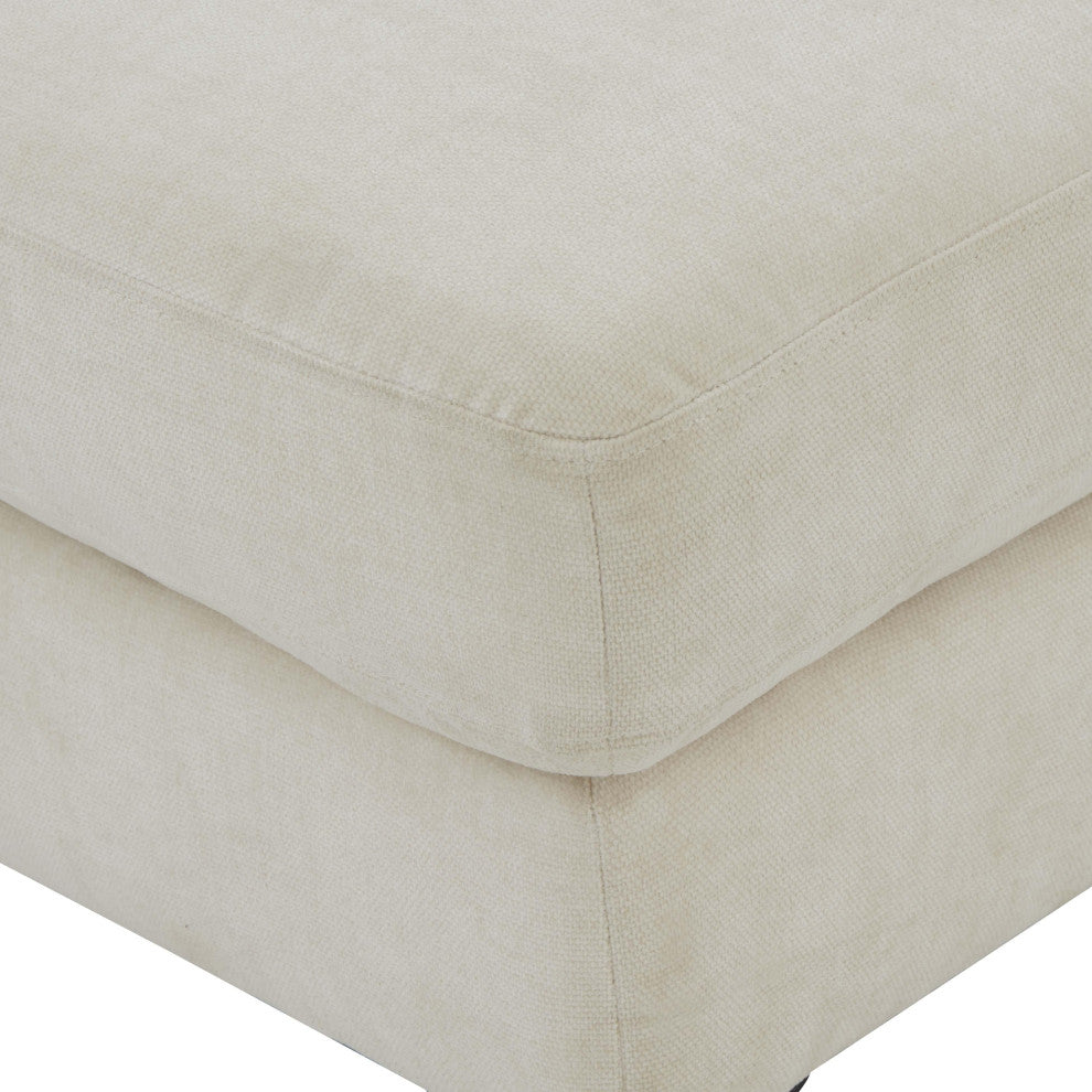 Serena Cream Velvet Ottoman With Black Legs