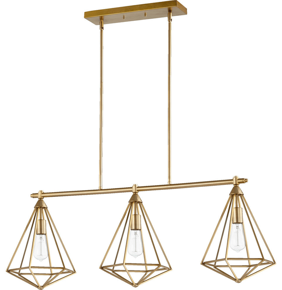 Bennett 3-Light Island Fixture, Aged Brass