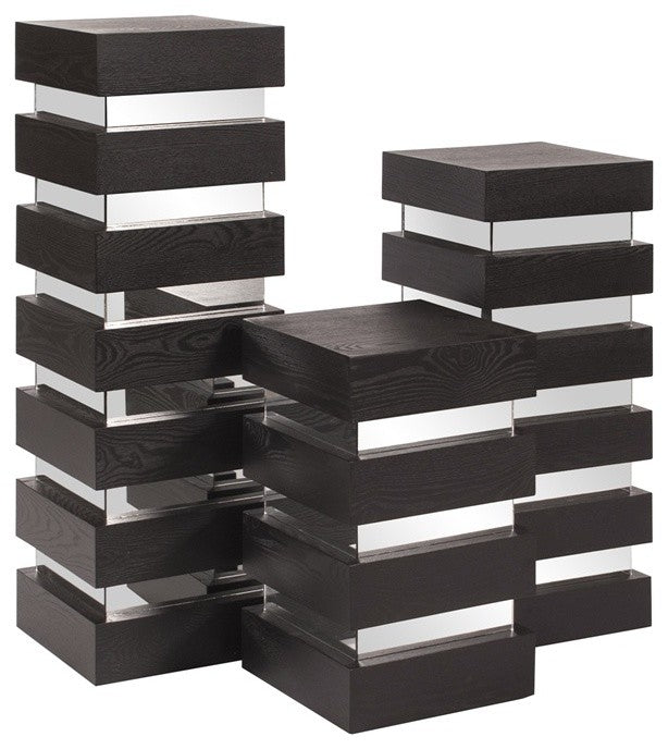 Howard Elliott Stepped Black Wood Pedestal, Tall